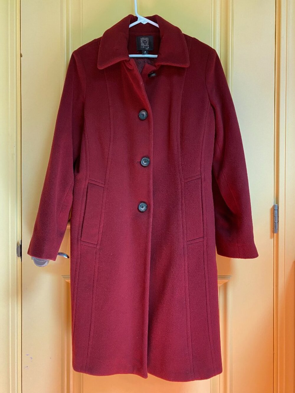 Anne Klein Knee-Length Coat Size 14 Dark Red